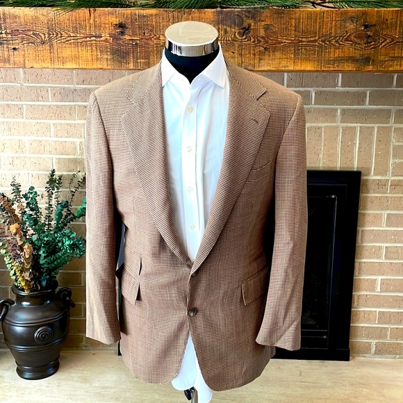Polo Ralph Lauren Other - Polo by Ralph Lauren mens 40R tan brown houndstooth pattern 2-button sport coat